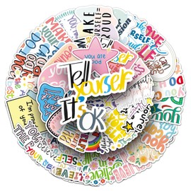 Inspirational Stickers for Laptop(50 Pcs),Gift for Kids Teens Adults Girl,Encourage Waterproof Decals Water Bottle,Vinyl Stickers Scrapbook,Journal,Dairy,Skateboard