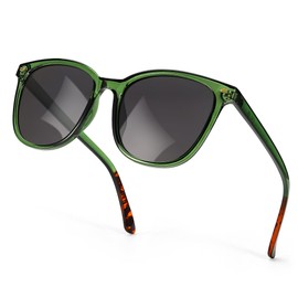 SIPHEW Trendy Sunglasses for Women, Fashion Polarized Square Sun Glasses with UV400 Protection (green/grey, brown)