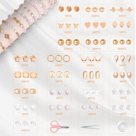 JHWELRG White Beads Set, Craft Beads for Threading, Golden Beads for DIY Beads Set, Jewellery, Bracelet Making Kit, Holidays, Parties, Christmas