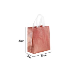Aoktorkit 5Pcs Rose Gold Gift Bags, Reusable Glossy Grocery Bags, Non-Woven Reusable Shopping Tote Bags-20x10x25cm