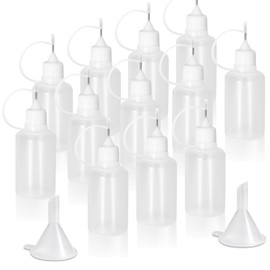 HARSKIYER 30ml Precision Tip Applicator Bottle, 12 Pcs White Fine Needle Tip Squeeze Bottles with 2 Mini Funnel, Fine Line Applicator wtih Leak-Proof Caps for DIY, Paint, Quilling, Craft, Acrylic