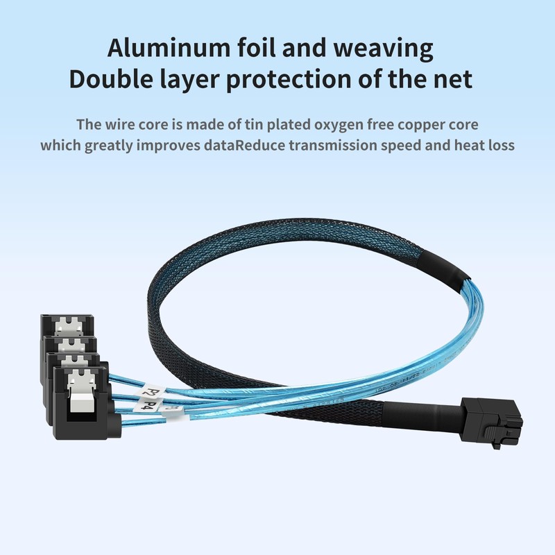 Buacoz 2Pack SFF-8643 to 4X SATA 90-Degree Right-Angle Adapter Cable