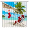 ABONAN Funny Santa Claus Beach Shower Curtain Humor Santa Palm