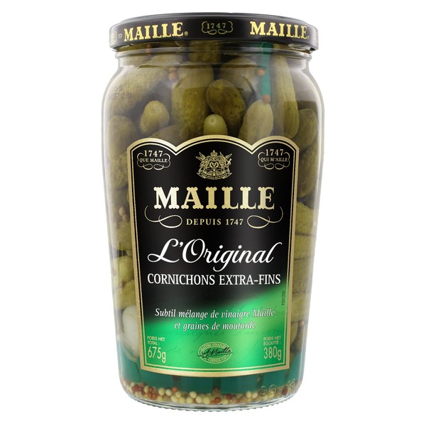 Maille Cornichons Extra-Fins L'Original, Croquant et acides, Bocal 380g