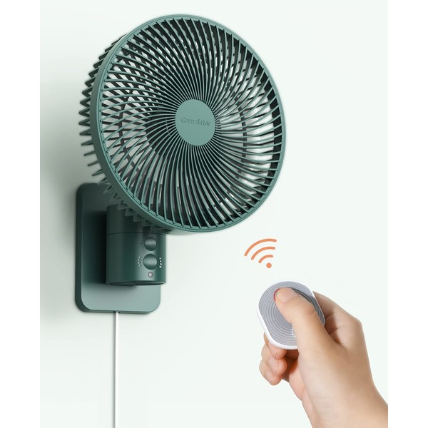 Wall Mounted Oscillating Fan with Remote and Timer,8.5 Inch Small