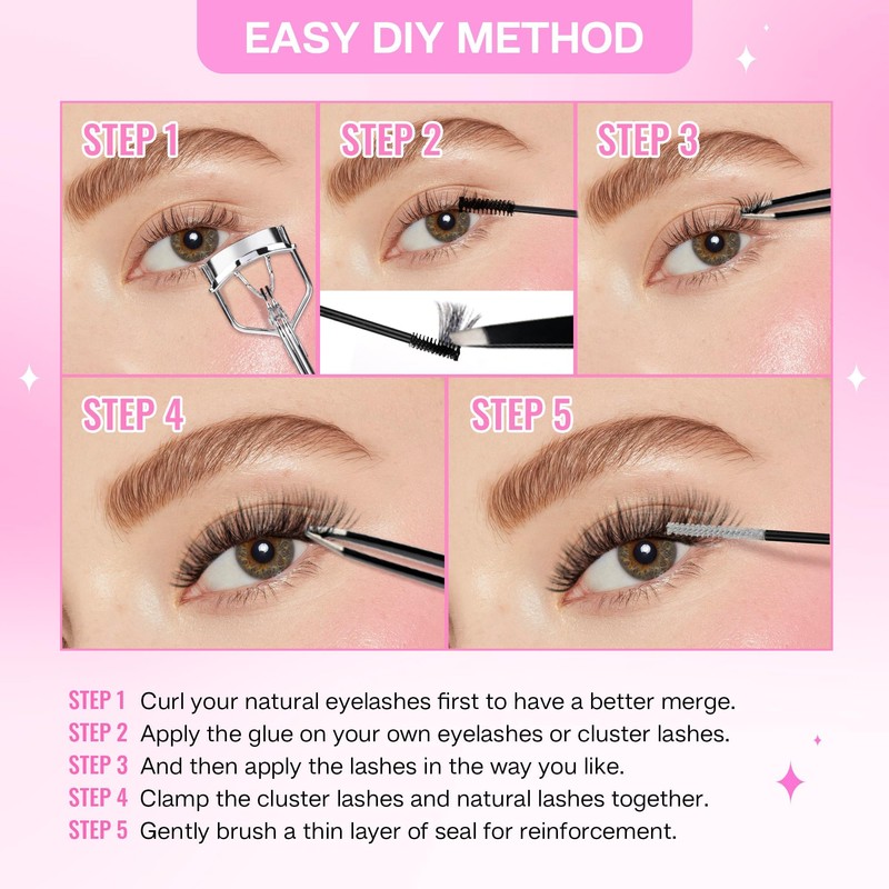 CALAILIS CALAILIS Cluster Lashes, 144Pcs D Curl Lash Clusters DIY