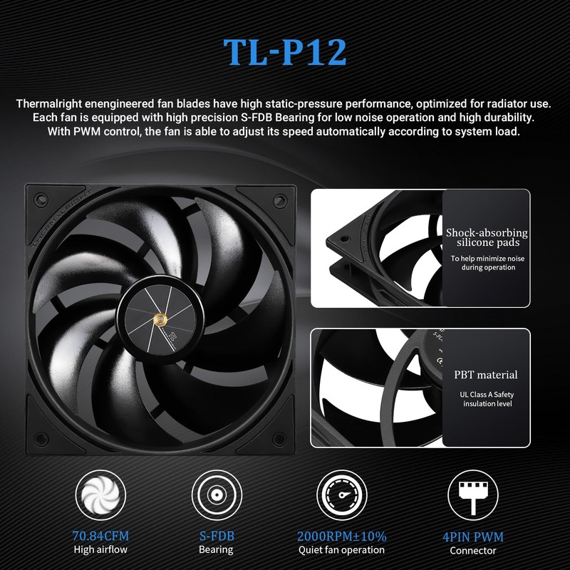 Thermalright FW240 Black CPU AIO Cooler,PC 240 Specification Water Cooler