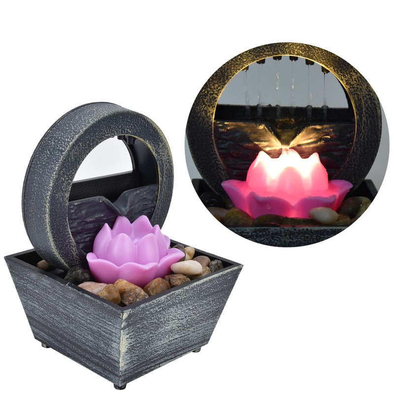 3V USB Plastic Flower Water Fountain LED Tabletop Fountain with