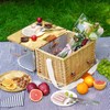 Wicker Picnic Basket for 2 with Detachable Table, Elasticated Wine