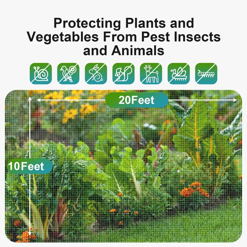 Garden Netting Pest Barrier: 10'x20' Fine Bug Netting for Garden