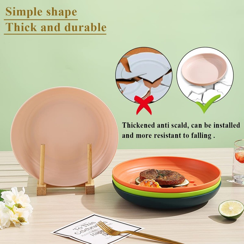 Berglander 9 Inch Plastic Deep Dinner Plates Set of 8