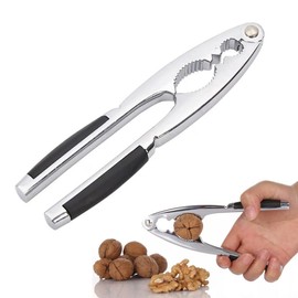 WeddHuis High-quality nutcracker, stainless steel, walnut cracker with non-slip handle, metal walnut cracker for pecan, walnut, hazelnuts with shell, Brazil nuts