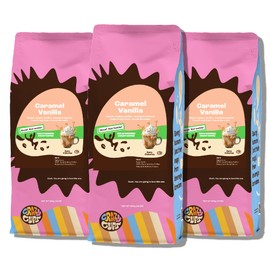 Crazy Cups Decaf Flavored Ground Coffee, Caramel Vanilla, in 10 oz Bags, For Brewing Flavored Hot or Iced Decaf Coffee, 3 Pack
