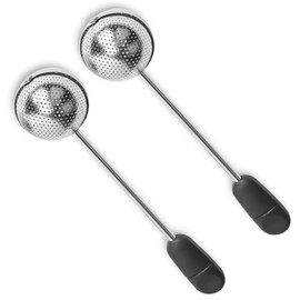 Jindizi Rotating Long Handle Tea Infuser,2Pcs Rotating Long Handle Tea Ball,Handle Twisting Tea Ball Infuser for Loose Tea,Rotating Mesh Twisting Tea Ball Infuser Loose Leaf Tea Infuser Strainer