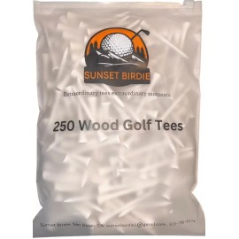 Sunset Birdie - 250 Pack Wood Golf Tees in Bulk (2 3/4 inch, White Color)