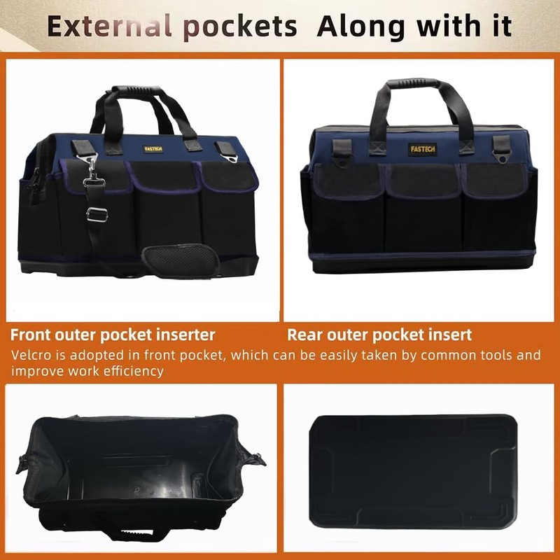 FASTECH 22in Heavy Duty Bottom Tools Bag With Wide Mouth