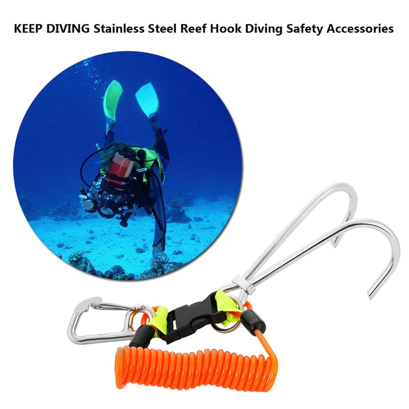 KEEP DIVING Stainless Steel Reef Hook Diving Safety Accessories (Orange)