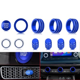 for Honda Civic/CRV Accessories (2022-2025) for Acura Integra (2023-2025) Air Conditioning, Vent Knob Cover Start/Stop Button Ring, Air Conditioning Climate Control Knob Button (11PCS, Blue)