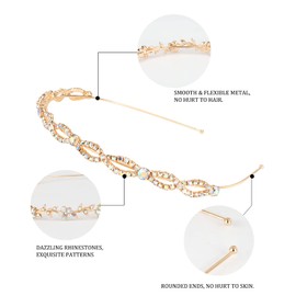 Wecoe 4 Pack AB Rhinestone Headbands Gold Metal Headbands Flower Girl Bridal Wedding Headband Crystal Headpieces Flower Leaf Butterfly Headband Formal Hair Accessories For Women Girls Gifts