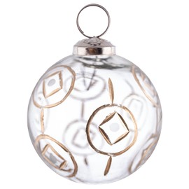 Karma, Etched Glass Ornaments Gift Box, Christmas Tree Decorations Set, Set of six, Gold