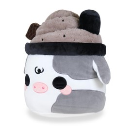 Cuddle Barn PlushGoals - Hug Sized Black Sesame Mooshake | Super Soft Cow Kawaii Dessert Stuffed Animal Plush Toy, 17 inches
