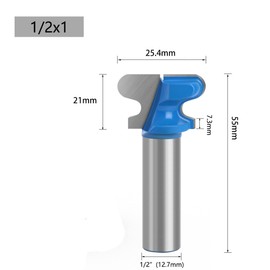 LEPEVNEY End Milling Cutter Bit Finger Pull Bit Router Bit Drawer Pull 1/2" Shank Stool Molding Cutter 1" Cutting Dia, Pack of 1, Blue or Black