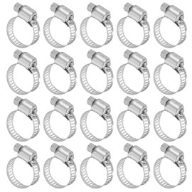 sourcing map Hose Clamp, Adjustable 1/2"- 3/4" Worm Gear Hose Clamp 304 Stainless Steel Fuel Line Hose Clamps Duct Clamp for Plumbing Automotive Mechanical (Pack of 20)
