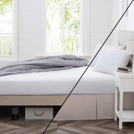 Southshore Fine Living, Inc. Hotel Quality Full Bed Skirt - 15" Drop, Elegant Pleated Design, Premium Dust Ruffle/Full Size Bed Skirt, Easy Care, Luxury Bed Skirt Full Size, Bone