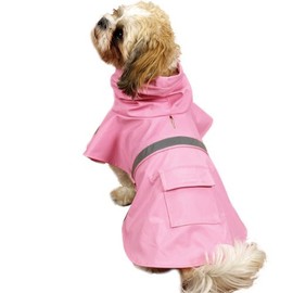 Guardian Gear Vinyl Dog Rain Jacket with Reflective Strip, Medium, Pink