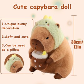 MILEGI Capybara Plush Toy Pillow, 12" Cute Capybara Stuffed Animal, Soft Capybara Plushie Toy Doll Pillow for Girls Boys Kids, Kawaii Stuffed Capybara Toy Hugging Birthday Decorations Gifts (Bunny)