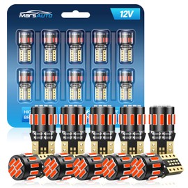 Marsauto 194 LED Bulb Red for Dome Map Light, 168 2825 W5W T10 Wedge Replacement Super Bright LED Light Bulbs for Car Courtesy Step Dash Side Marker Trunk Light (Pack of 10)