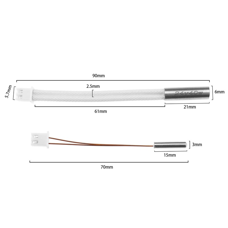 Set mit 2 Heizpatronen 24V 40 W Thermistor-Temperatursensor NTC100K Kompatibel