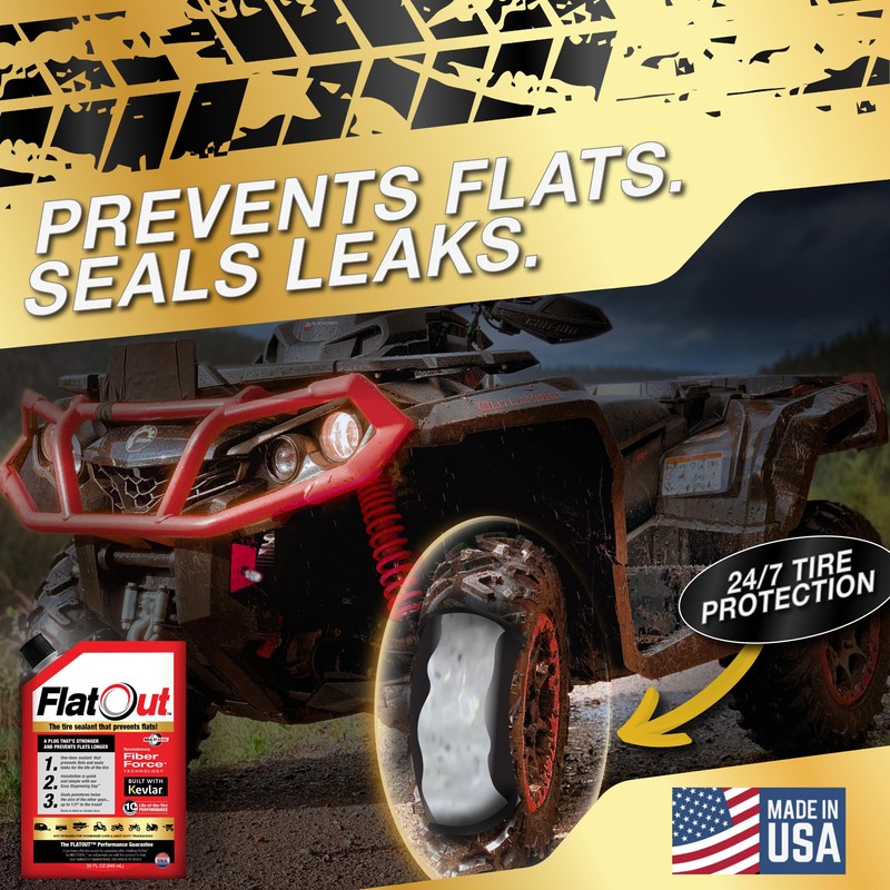 FlatOut Multi-Purpose Tire Sealant - Prevents and Repairs Flat Tires,