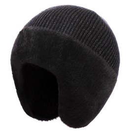Oversize XL XXL Beanie with Earflap for Men Women Big Head, Large Warm Winter Hats, Plus Size Big Knit Skull Stocking Cap
