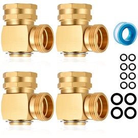 YELUN Garden Hose Swivel elbow Connector 90 Degree Solid Brass Pipe Fittings Hose Kink Protector (4 Pack)
