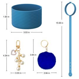 Silicone Boot Accessories Set for Owala Water Bottle 32 oz, Including Water Bottle Handle Strap, Boot, Silicone Ring, Plush Ball, Pearl key-chain