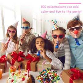 Siumir 100 x Blowouts Noisemakers - Funny Party Blowouts Blowers for kids, Assorted Color (Solid color)