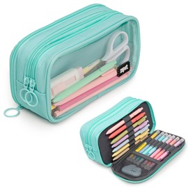 ZIPIT Half & Half Pencil Case | Large Capacity Pencil Pouch | Pencil Bag for School, College and Office (Mint)