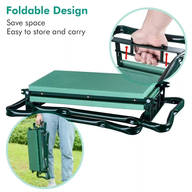 Unbranded Foldable Kneeler Garden Kneeling Bench Stool Soft Cushion Seat