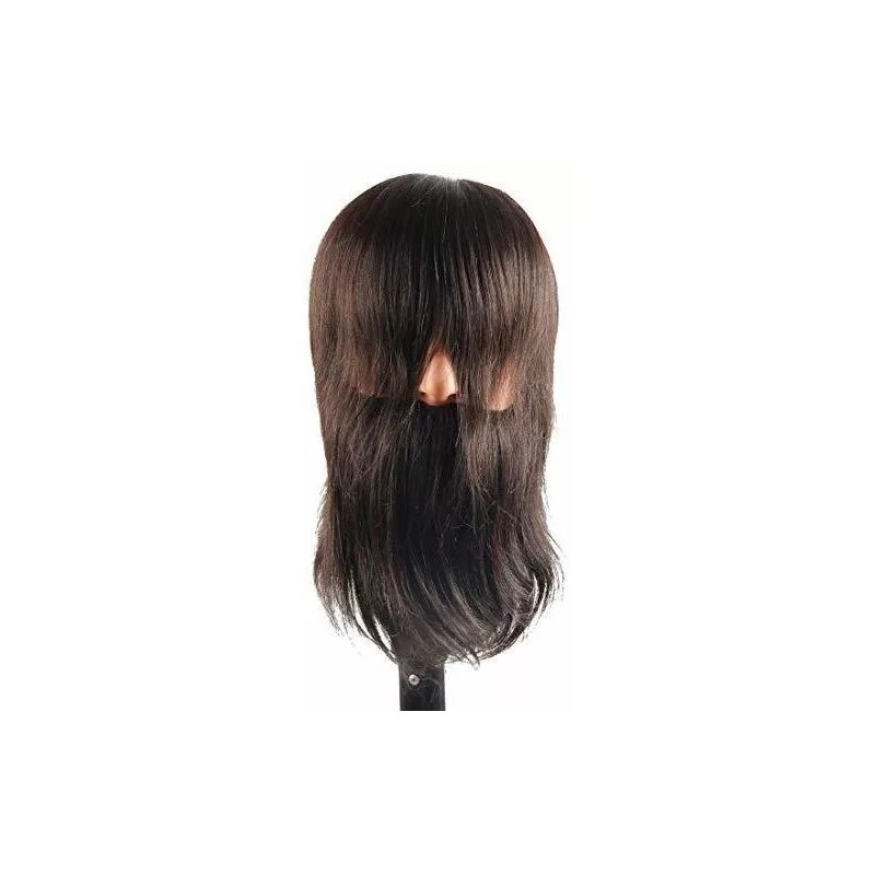 QNI-LMB Cabeza De Maniquí Cabello 100% Human Hair Barberia Cabezote