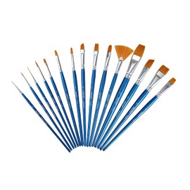 Brustro Synthetic Hair Short Handle Artists' Brush Set of 15 in a Premium Zippered Brush Wallet