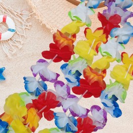 KIWILEPI 24pcs Hawaiian Leis Bulk, Thickened Rainbow Leis for Luau Party, Tropical Flower Necklace Floral Hula Dance Holiday Party Graduation Birthday Beach Wedding Hawai lays Carnival Party Costumes