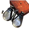 Double Lance Binoculars/Monocular Solid Antique Brass Telescope With Leather Case
