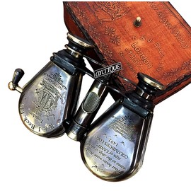 Double Lance Binoculars/Monocular Solid Antique Brass Telescope With Leather Case Sailor/Pirate Spyglass Kids Birthday/Anniversary Presents