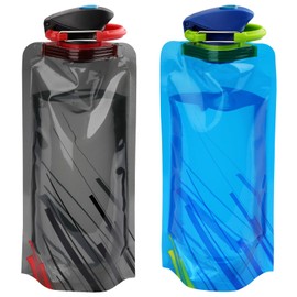 VIEVRE Pack of 2 Foldable Drinking Bottles, Reusable Drinking Bottles, Foldable Drinking Bottles, for Hiking, Travel, Adventure