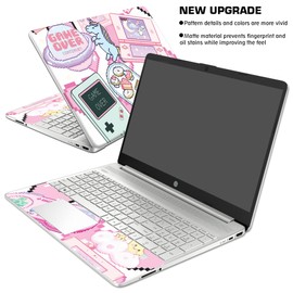 Laptop Skin Decal HP 15.6" - Kawaii Pixel Laptop Cover Sticker No Cutting Required, No Bubble, Waterproof, Scratch Resistant - Including Wide Screen and Wrist Pad