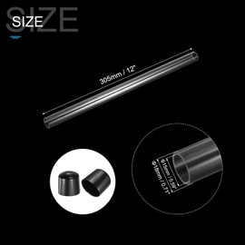 PATIKIL Clear Rigid Tube Round Plastic Tubing with Black Rubber Caps Polycarbonate Water Pipe, 305mm/ 12 Inch Length, 15mmx18mm/0.59"x0.71", 2 Set