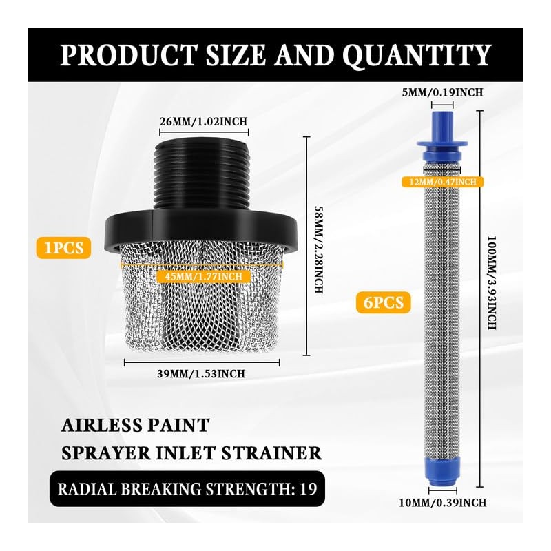 1Pcs 288716 3/4-Inch Inlet Strainer & 6Pcs 288749 Airless Spray