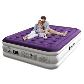 CHILLSUN CHILLSUN Air Mattress Queen With Built in Pump - Upgraded Blow Up Bed,2 Mins Quick Self Inflatable and Deflate, 18"/650lbs Max, Strong Support, Flocked Top, Puncture Resistant, for Camping,Home,Guests
