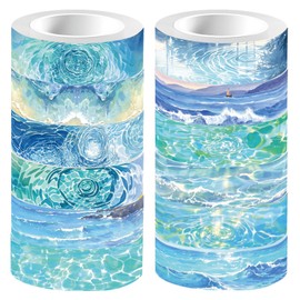 CRASPIRE 12 Styles Ocean Masking Tape Journal Tape 16.4FT Blue Sea World Decorative Gift Wrapping Tapes Rolls for DIY Crafts Scrapbook Journal Notebook Planner Envelope Party Favor Supplies